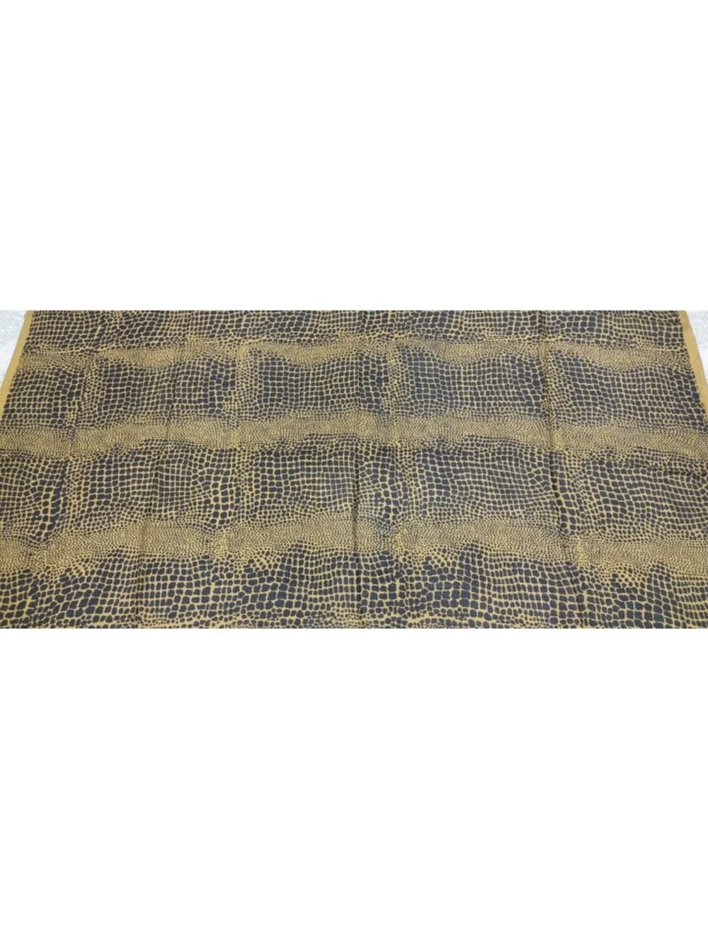 Vintage Silk Scarf 1980s New Wave Reptile Black Mocha Green Zashi India 39 x 39